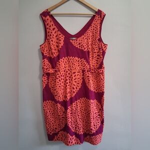 Boden Zinnia Floral Pattern Cotton V-Neck Sheath Dress Size 16L Long Cottagecore